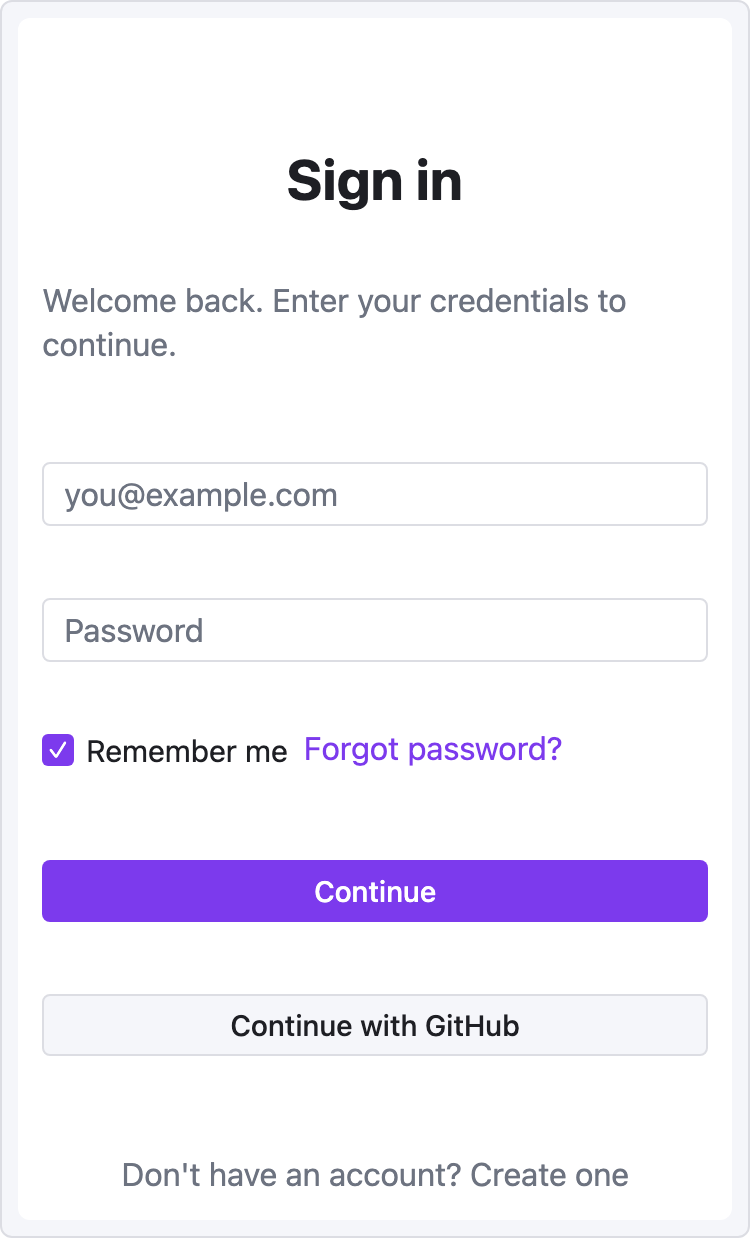 Mobile login form